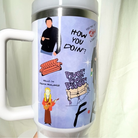 TV Show Friends 40 oz Tumbler/Water bottle/Mug with handle and straw.Birthday gi - Picture 10 of 11